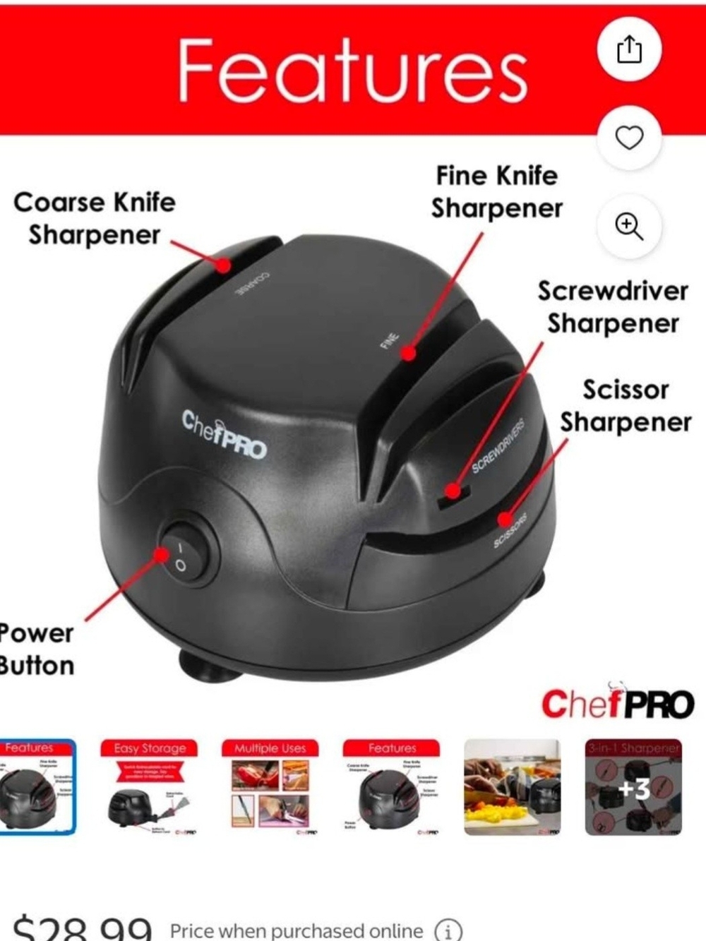 Electric Knife Sharpener - Black